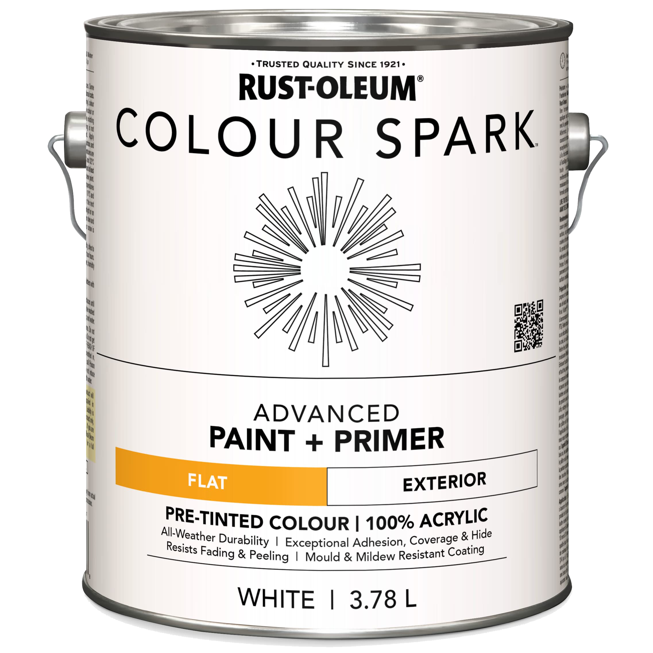 Rust-Oleum Colour Spark Exterior Paint in Flat white, 3.78L - 374137