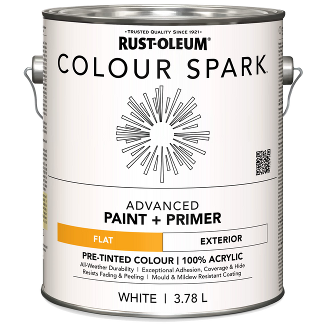 Rust-Oleum Colour Spark Exterior Paint in Flat white, 3.78L - 374137 Hover Image