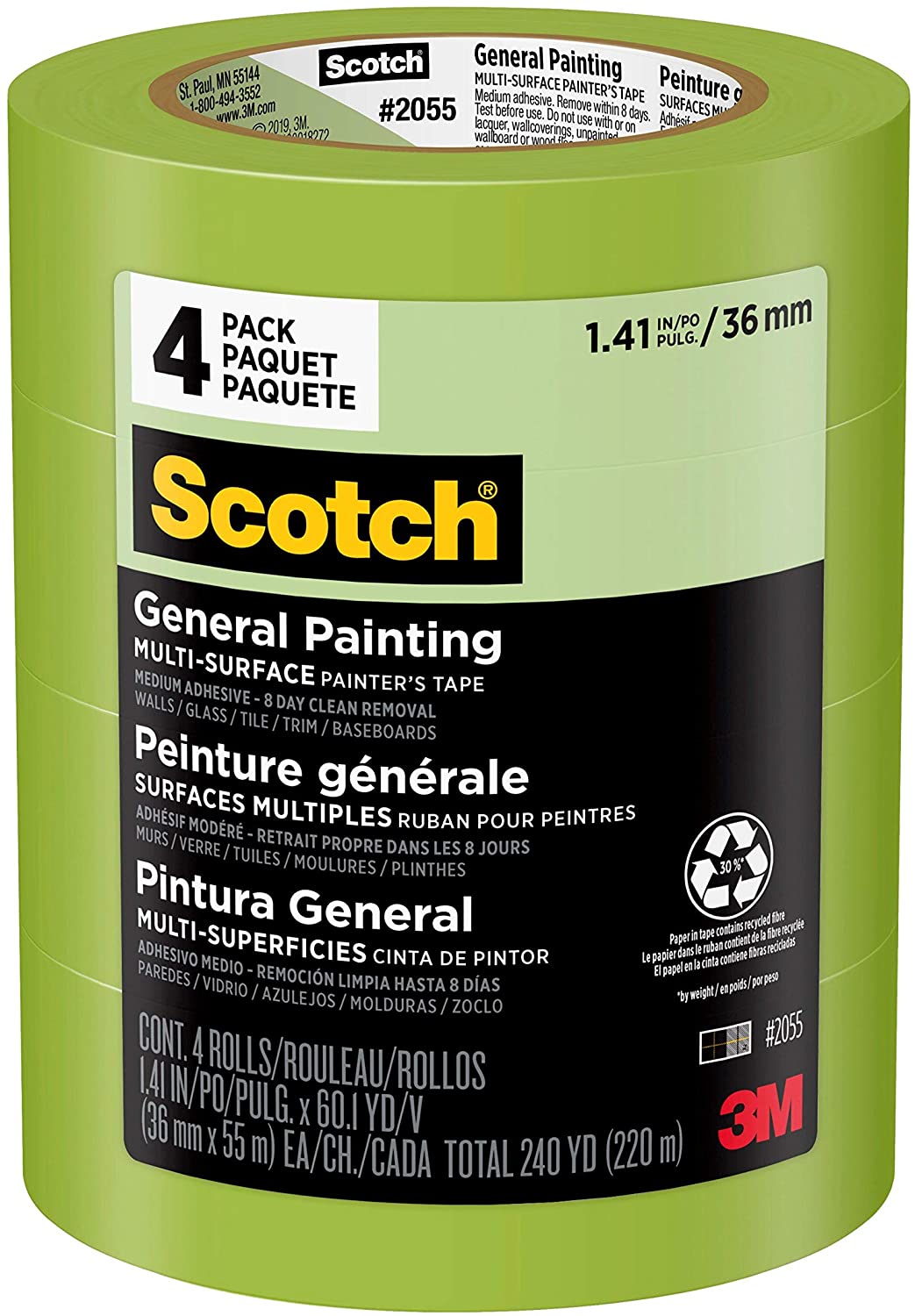 Scotch Painter's Tape, Green Masking Tape for General Painting