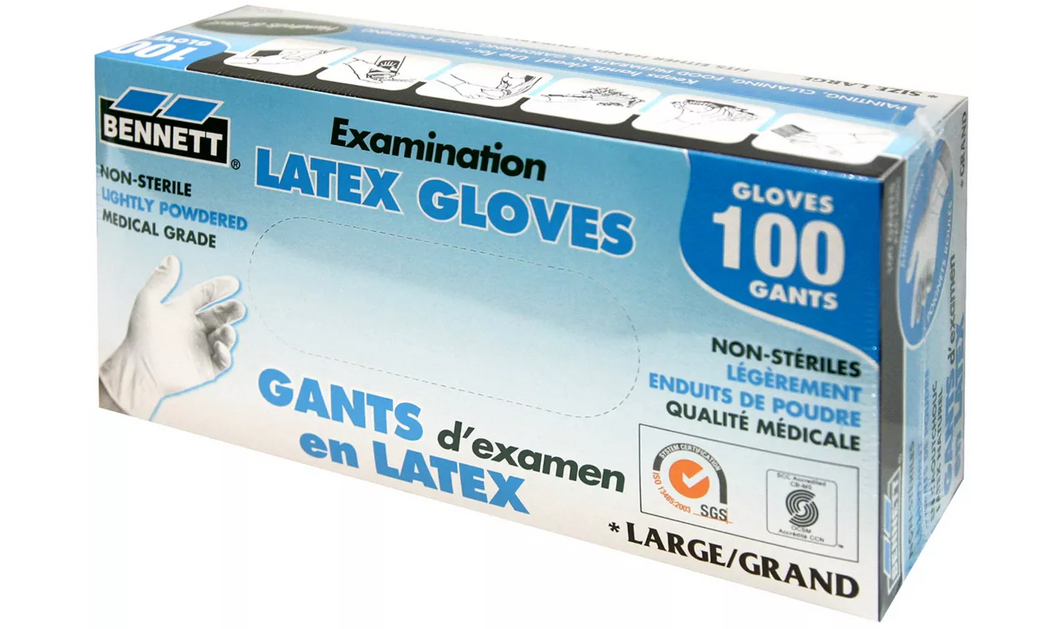 Bennett Examination Latex Gloves 100 Pack